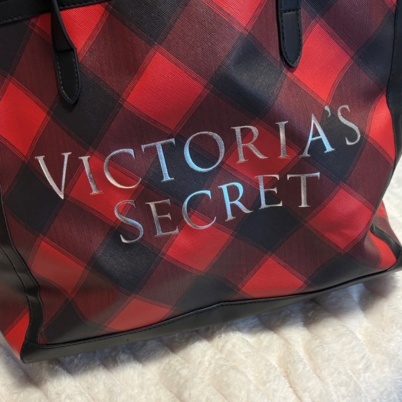 Victoria's Secret Red and Black Checkered Tote - Picture 1 of 3